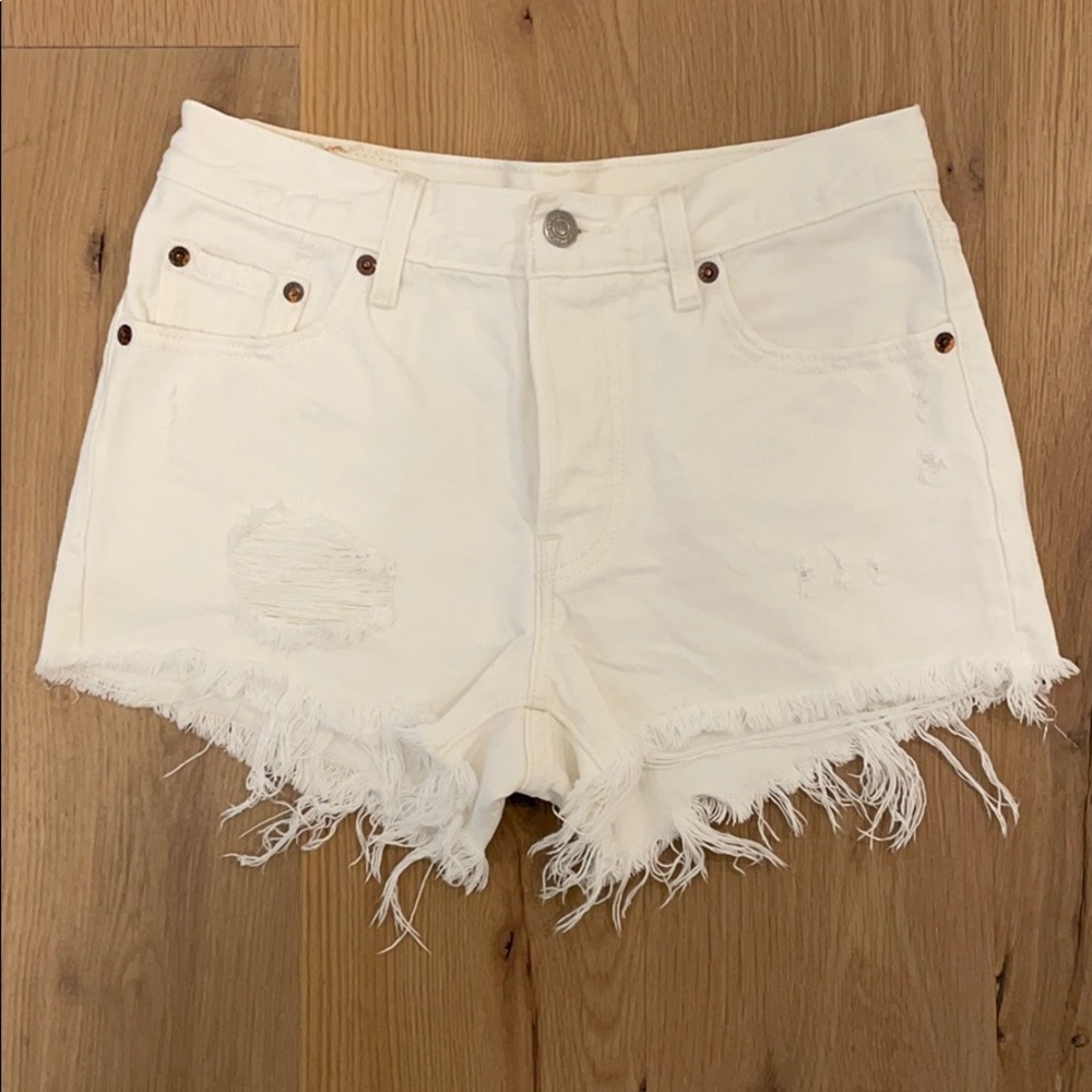 Levi’s white denim cut offs